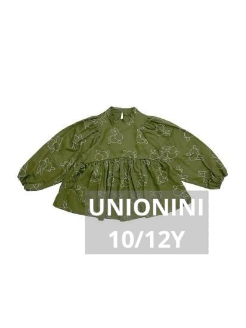 セール⚫︎UNIONINI⚫︎カーキにシルバーのうさぎのトップス 10/12Y