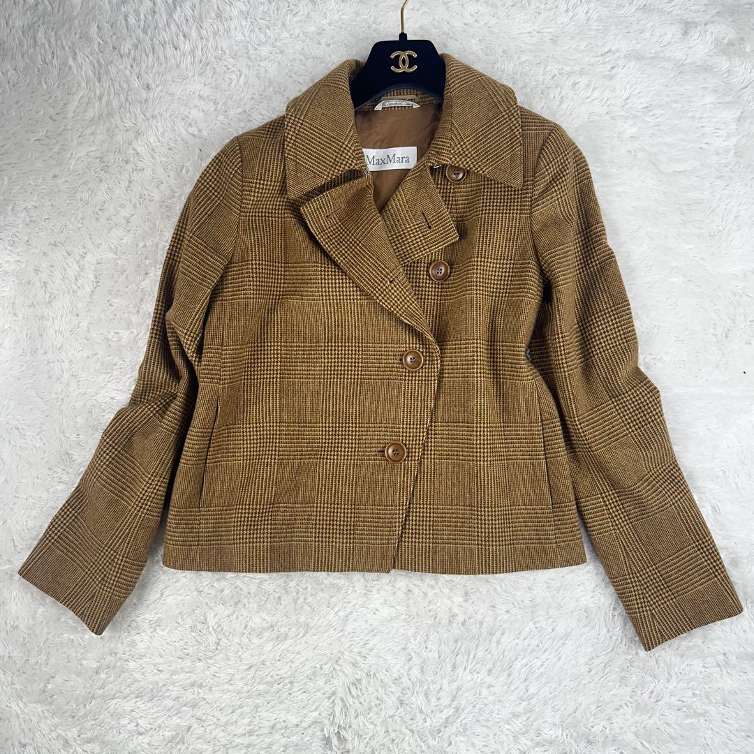 マックスマーラ　Pコート　銀タグ　アンゴラ混　ジャケット　茶色　M ベルト