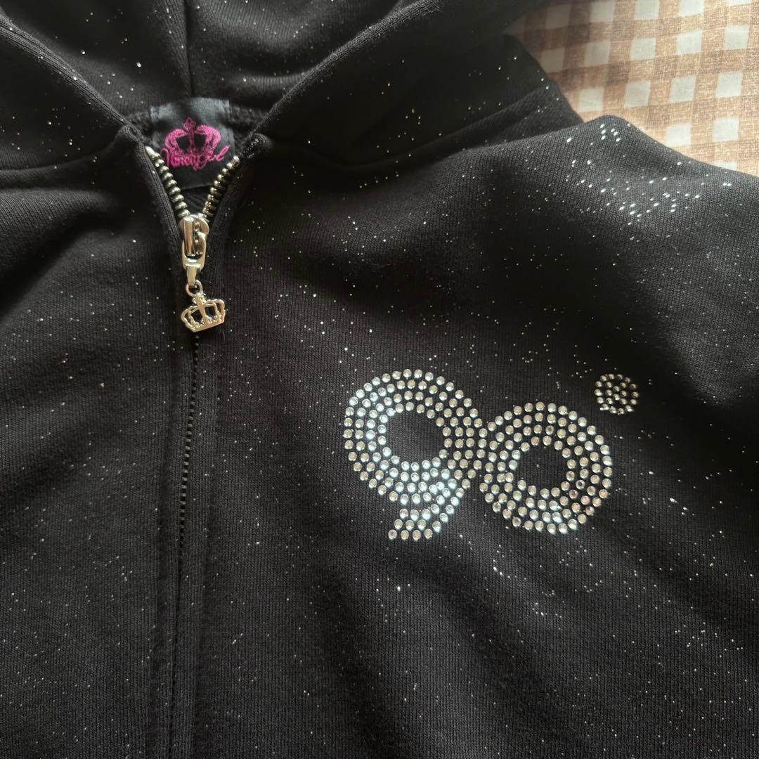 トップス 9090 girl Logo Glitter LightZip Hoodie