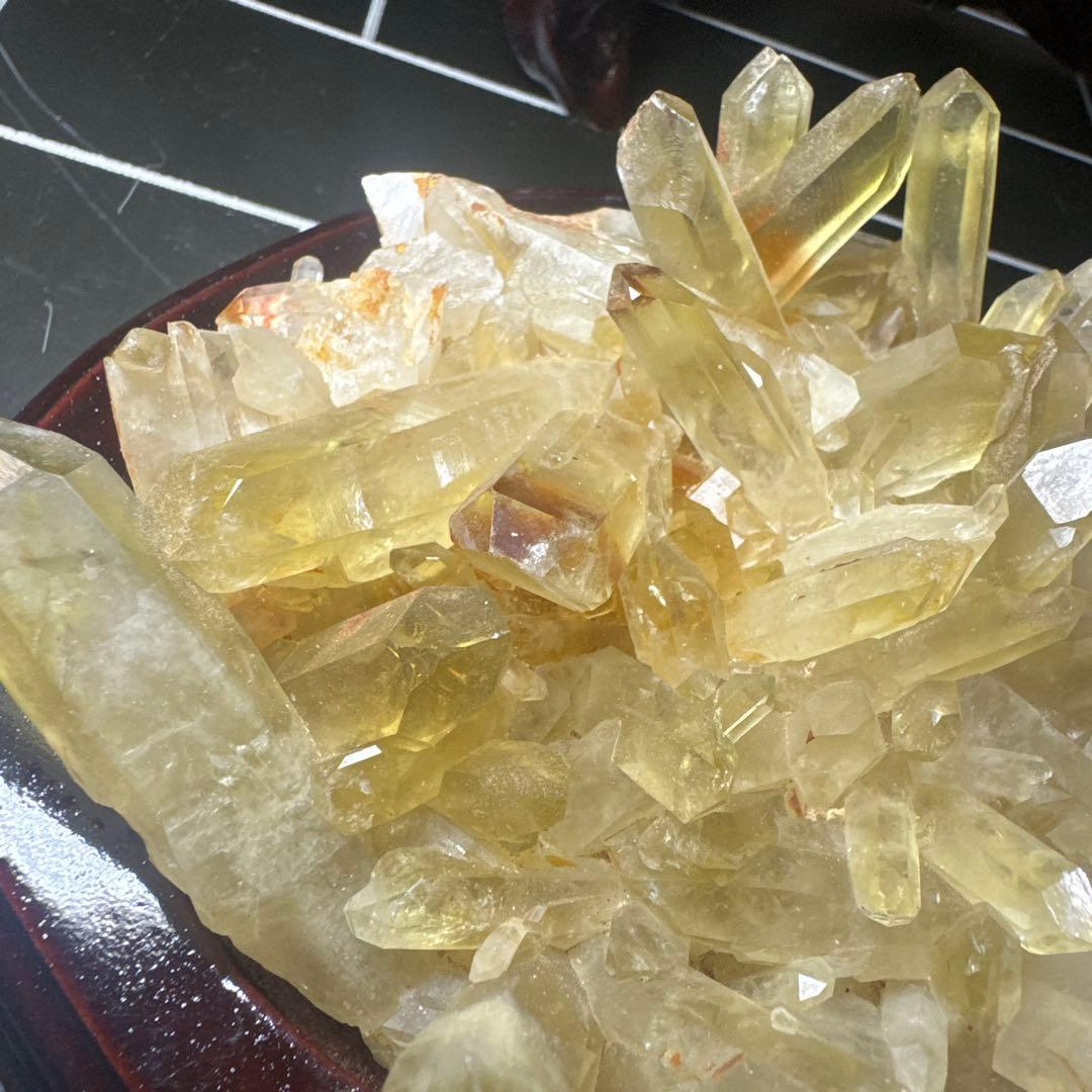 【高品質】天然シトリンクラスター 台座付 おまけ付