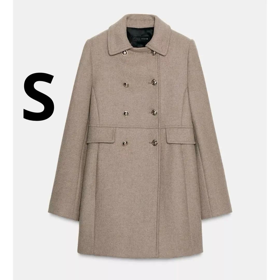ZARAウール混紡ショート丈ダブルブレストコート Sサイズ 新品