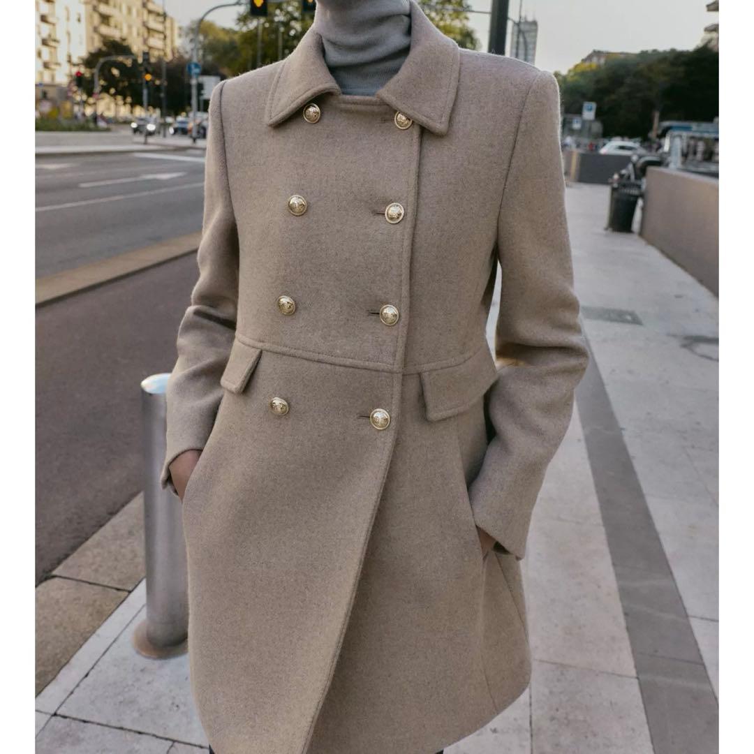 ZARAウール混紡ショート丈ダブルブレストコート Sサイズ 新品