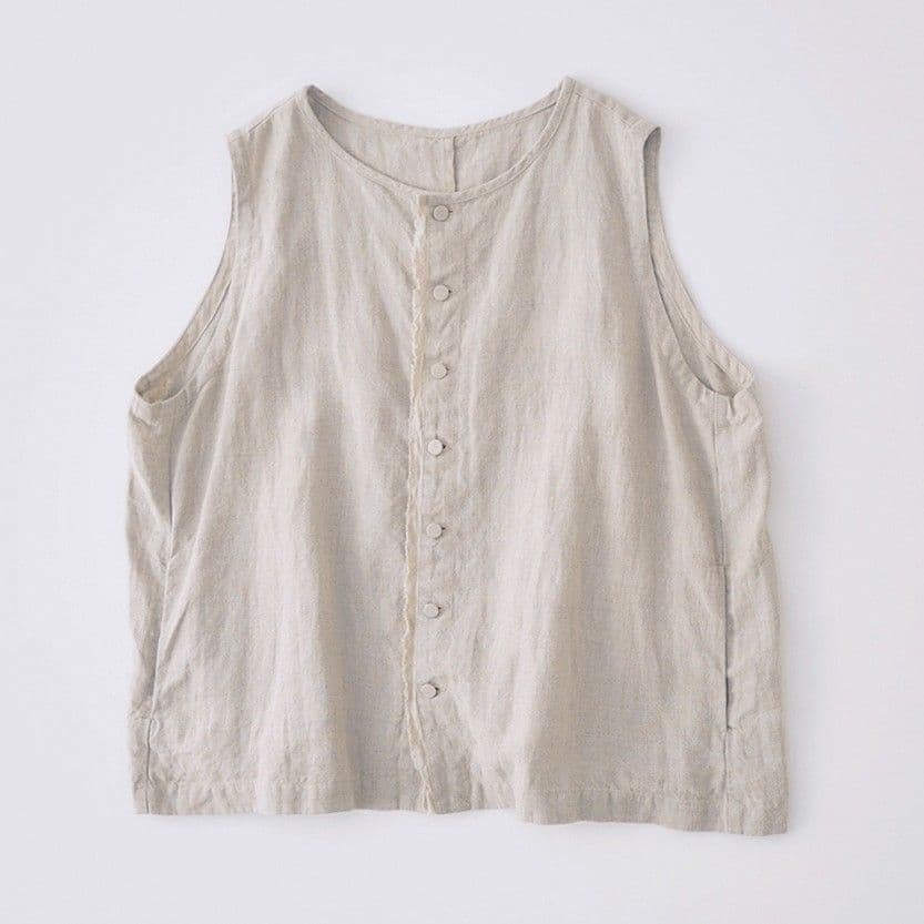 ネストローブ ブラックリネンクルーベスト ベージュ nest Robe