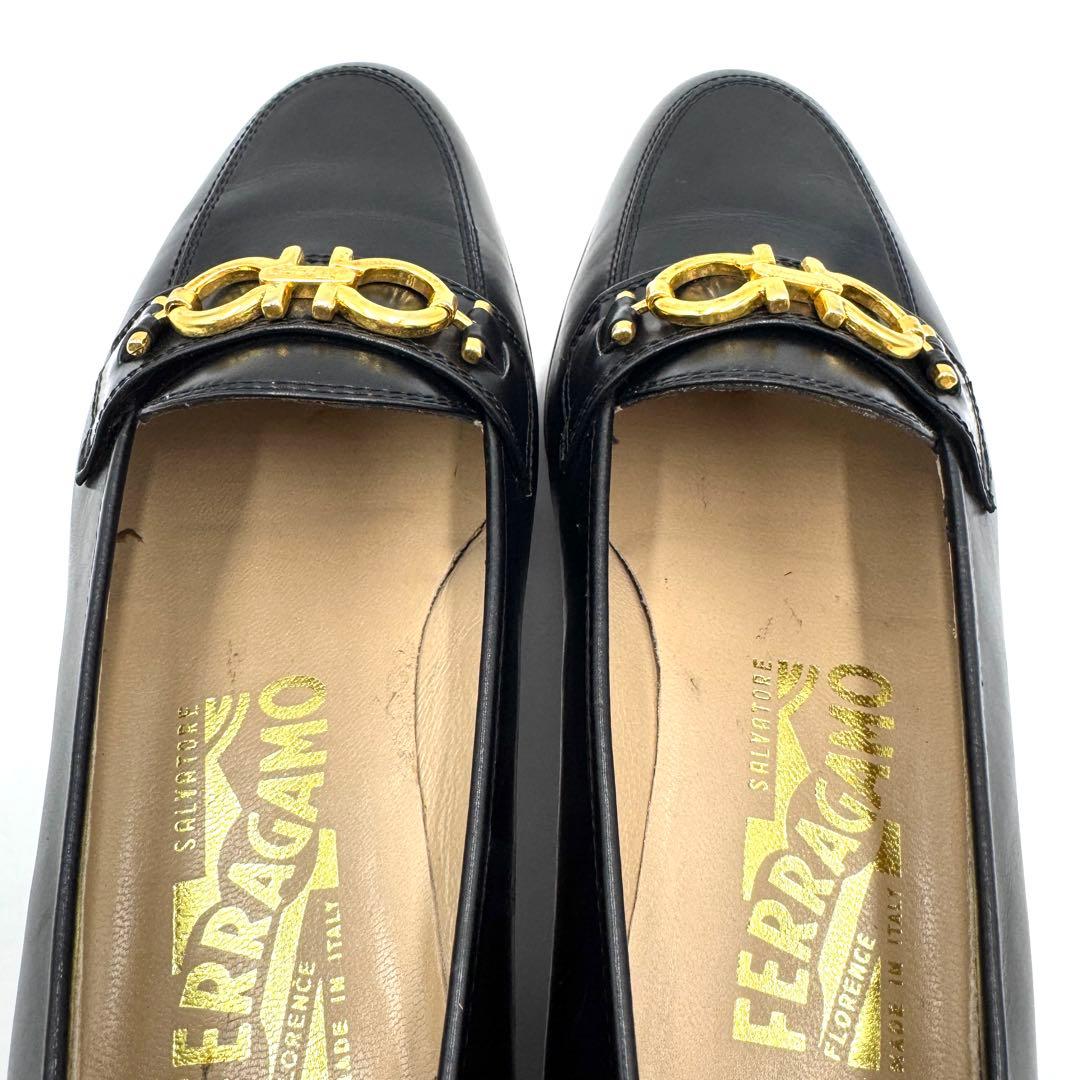 【美品】Ferragamo ガンチーニ ブラック ローファー 23.5㎝
