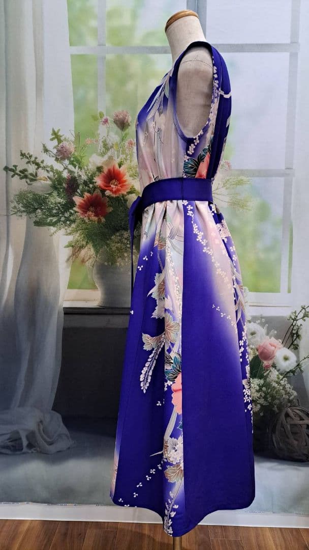 着物リメイク　ワンピース　ドレス　正絹　振袖　ハンドメイド