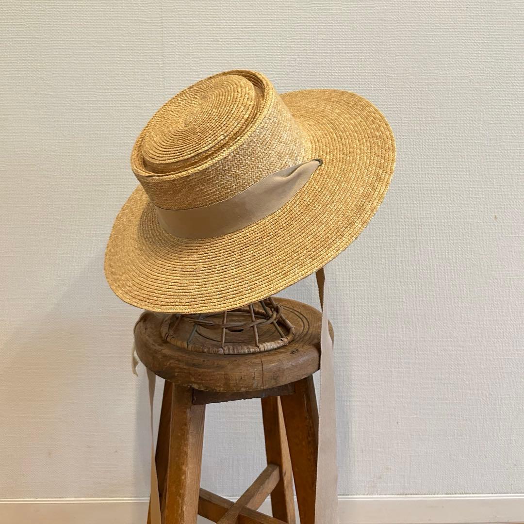 WICA GROCERY ウィカグロサリー　麦わら帽子 ベージュリボン