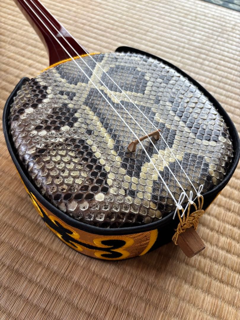 三線　本蛇皮強化張り　美品