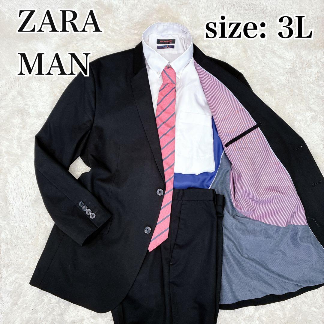 【美品】ZARA MAN ザラマン スーツ セットアップ ブラック 総柄 3L