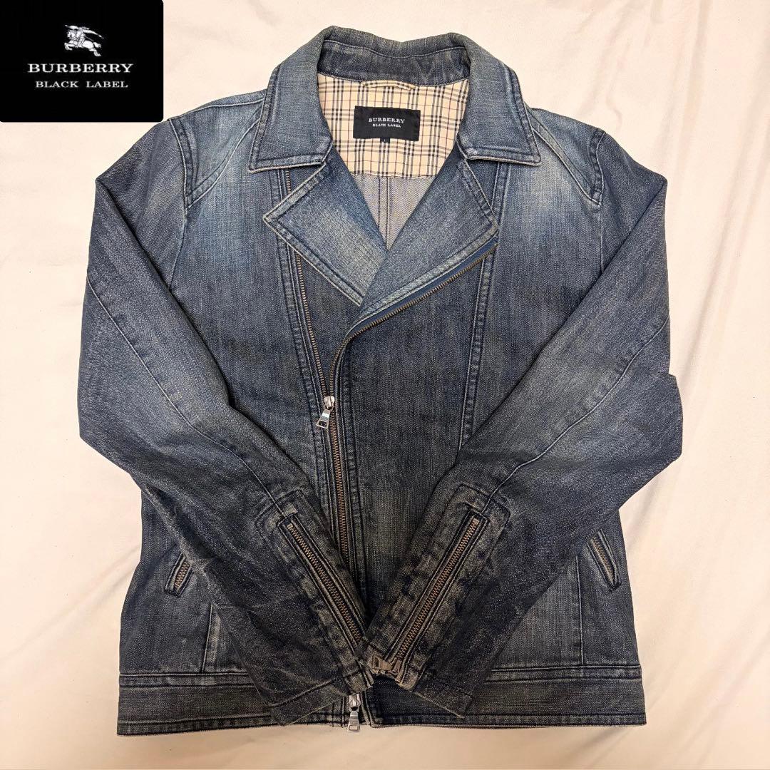 【希少】Burberry Black label デニム ライダース