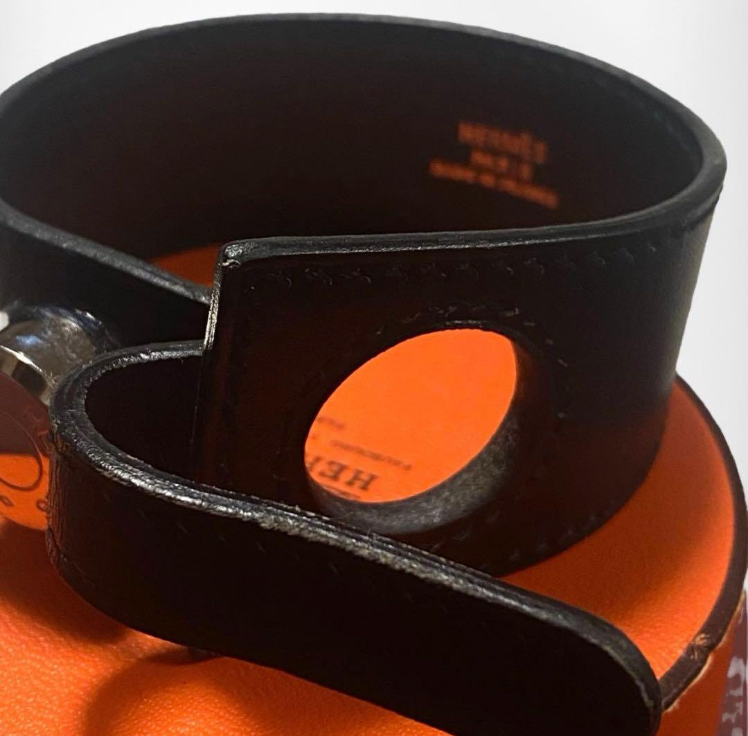 ★希少★【HERMES】エルメス　バングル　セリエ　黒　レザー