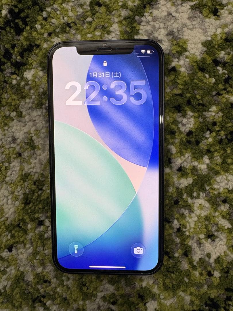 iPhone12ブラック 64GB SIMフリー強化ガラス貼付済iFaceケース