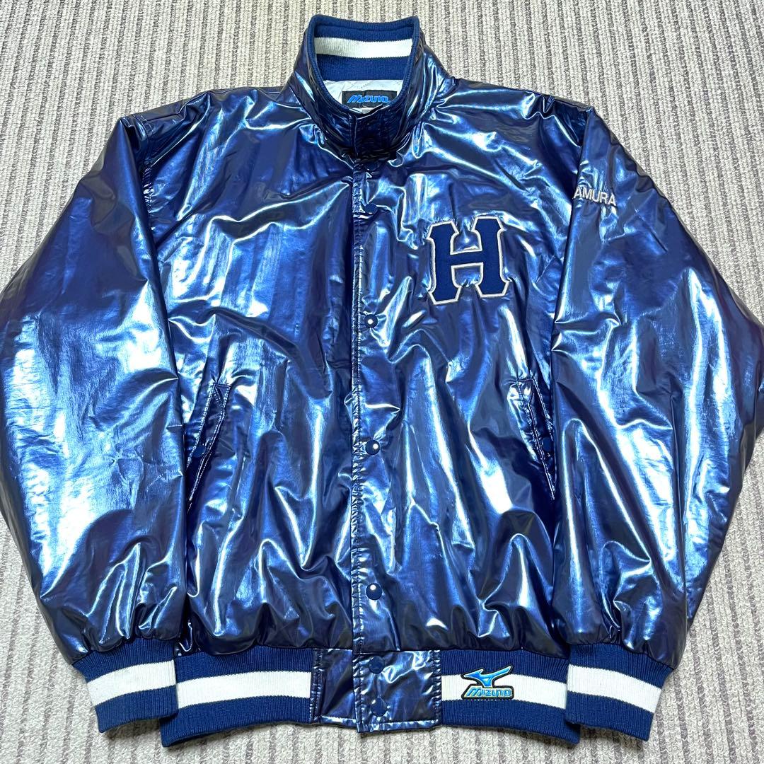 MIZUNO 北海学園大学野球部 グランドコート グラコン ジャンパー 紺 光沢