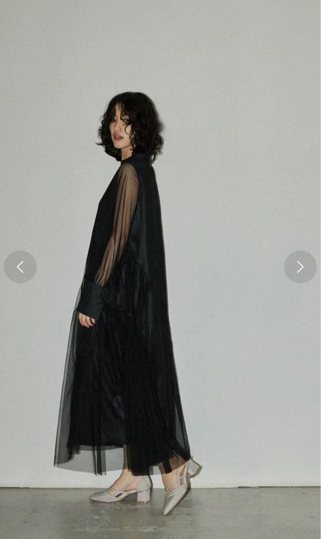 niana（ニアナ）チュールパイピングAラインドレス マタニティ ブラック　M