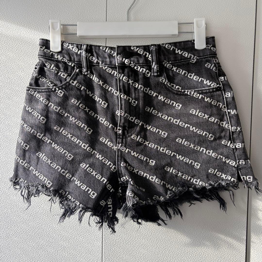 alexanderwang ロゴプリント デニムショートパンツ　24サイズ