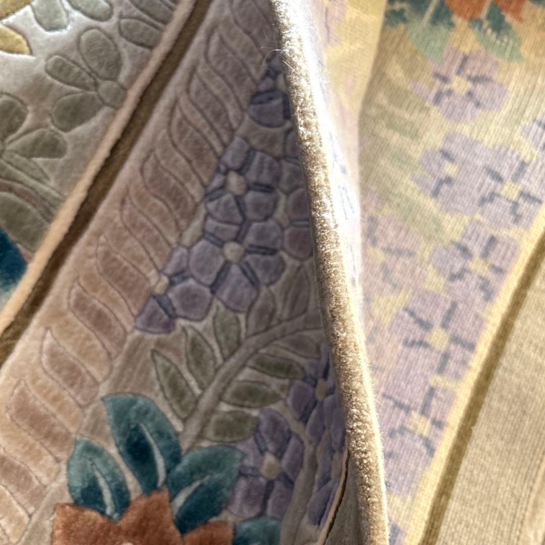 【シルク段通】 大判 カーペット ラグ 花柄