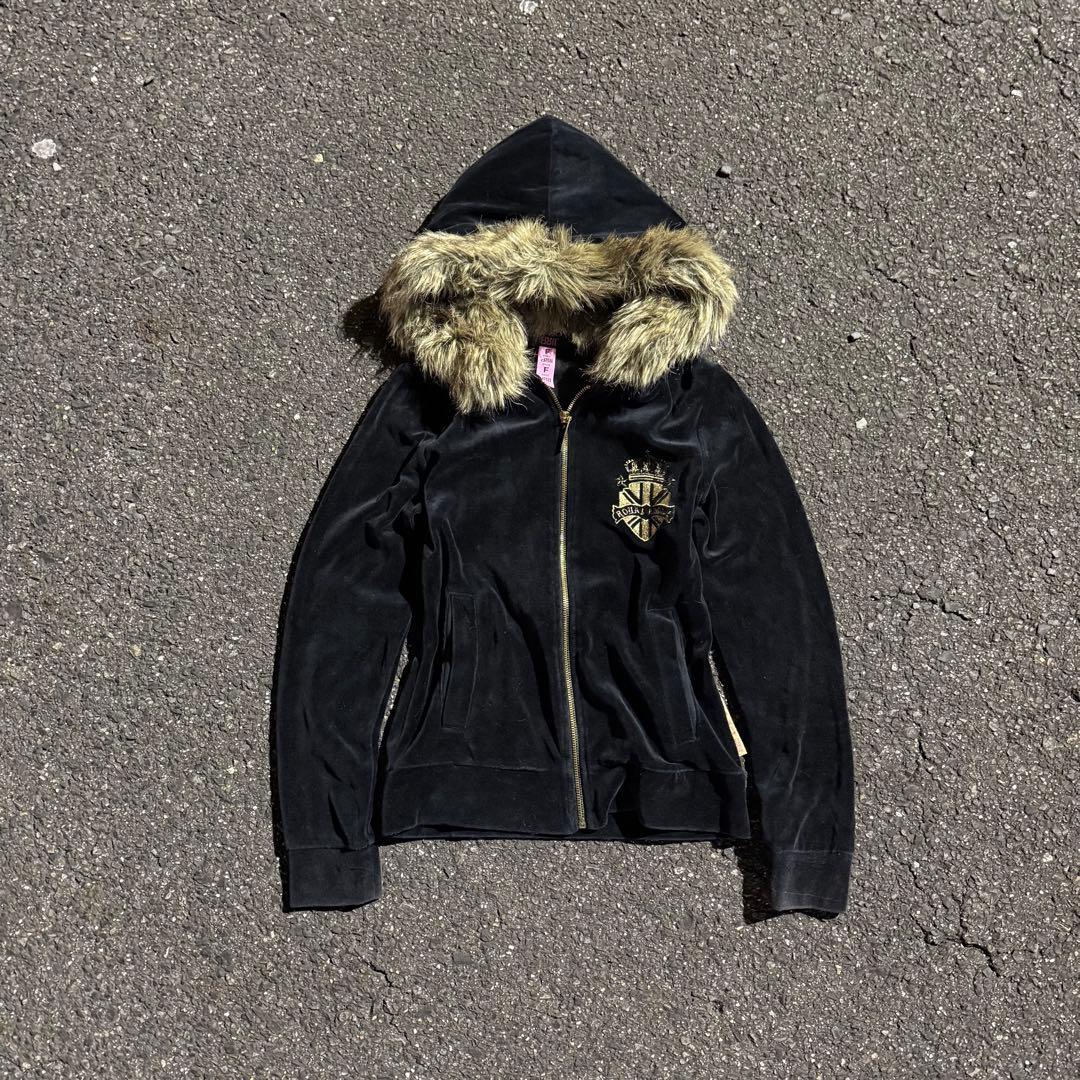 00s y2k 平成ギャル ベロア ファー パーカー グランジ パンク