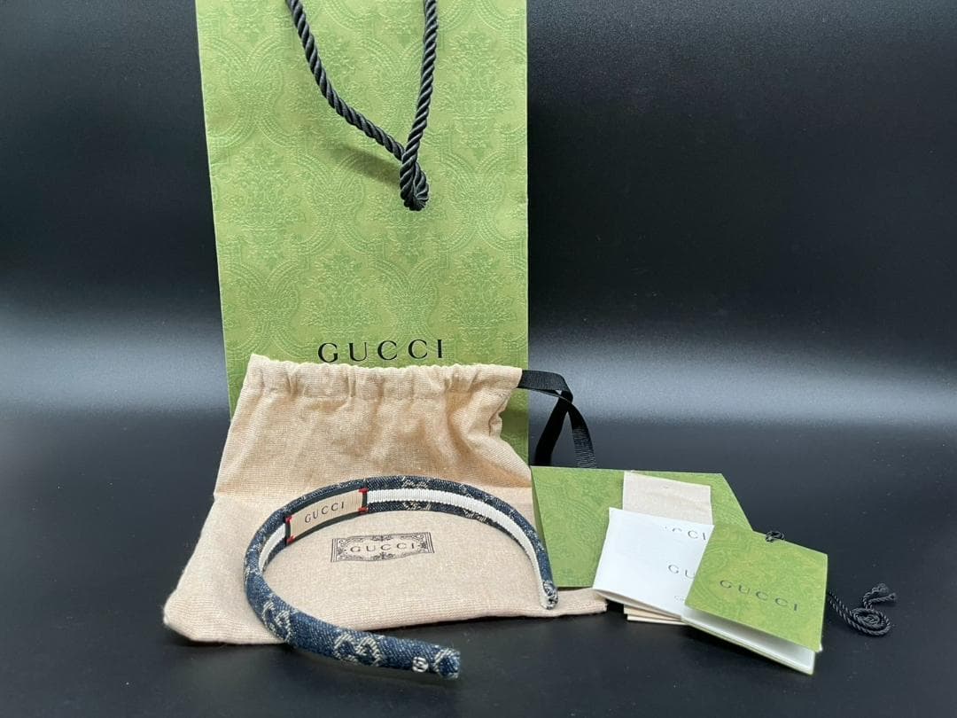 ★GUCCI グッチ カチューシャ エコウォッシュドデニムヘアバンド