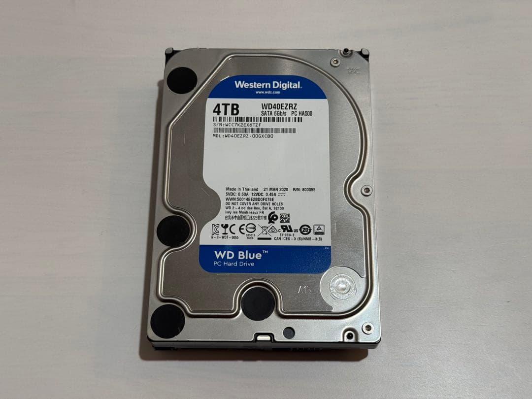 外付けハードディスク・ドライブ Western Digital WD Blue 4TB HDD WD40EZRZ