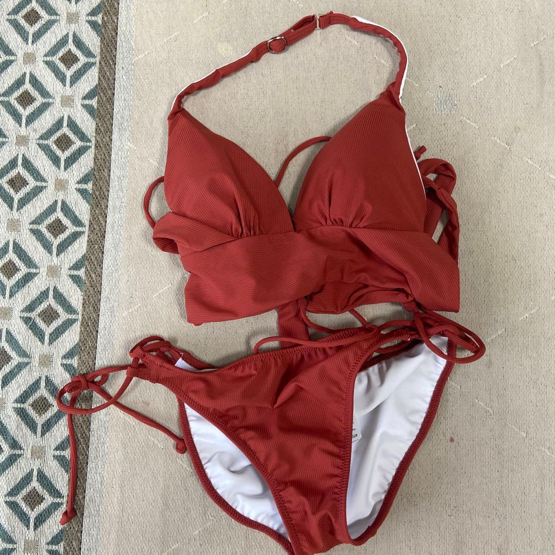 リブ編みトライアングルビキニ セパレート水着