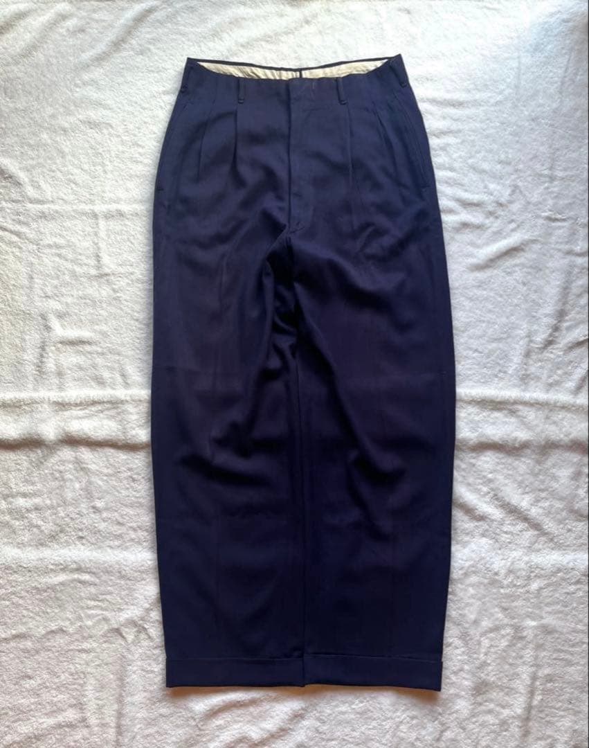 50s レーヨンギャバジンスラックス　ナス紺　フェード