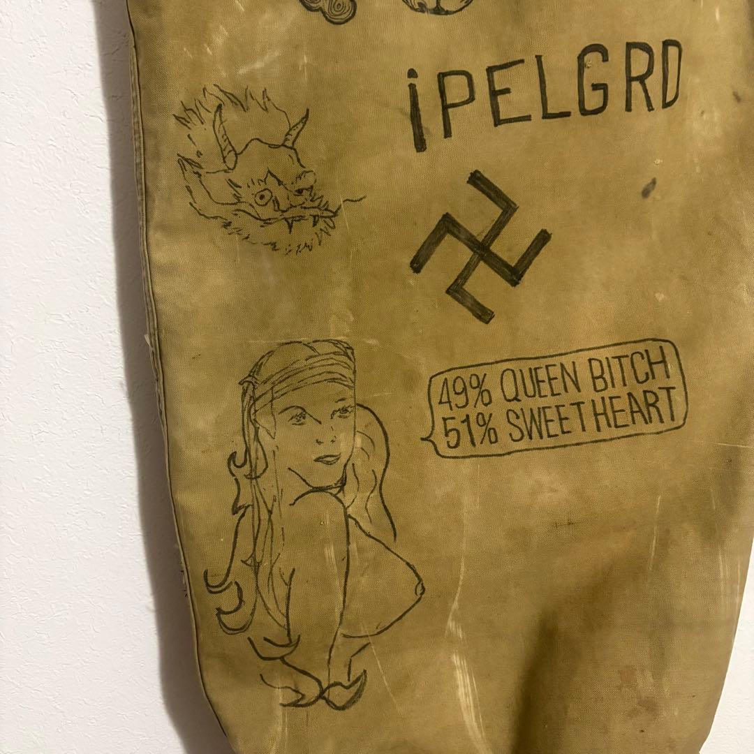 40's〜50's ヴィンテージ ハンドペイント ヘビーダッフルバック スカル