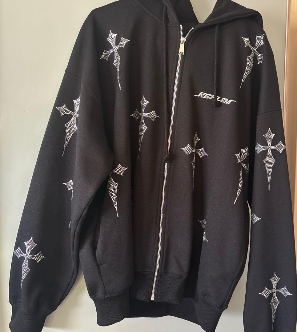 レフレム クロスラインストーンパーカー