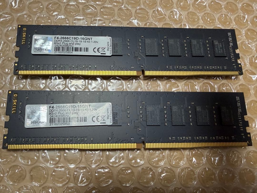 G.Skill F4-2666C19D-16GNT DDR4 8GB×2枚