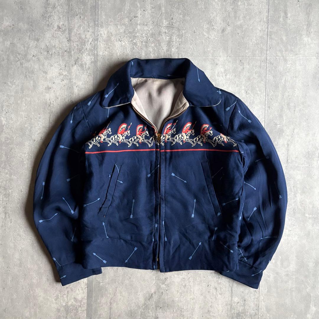 【50s vintage】リバーシブル　ギャバジャン　インディアン　serval