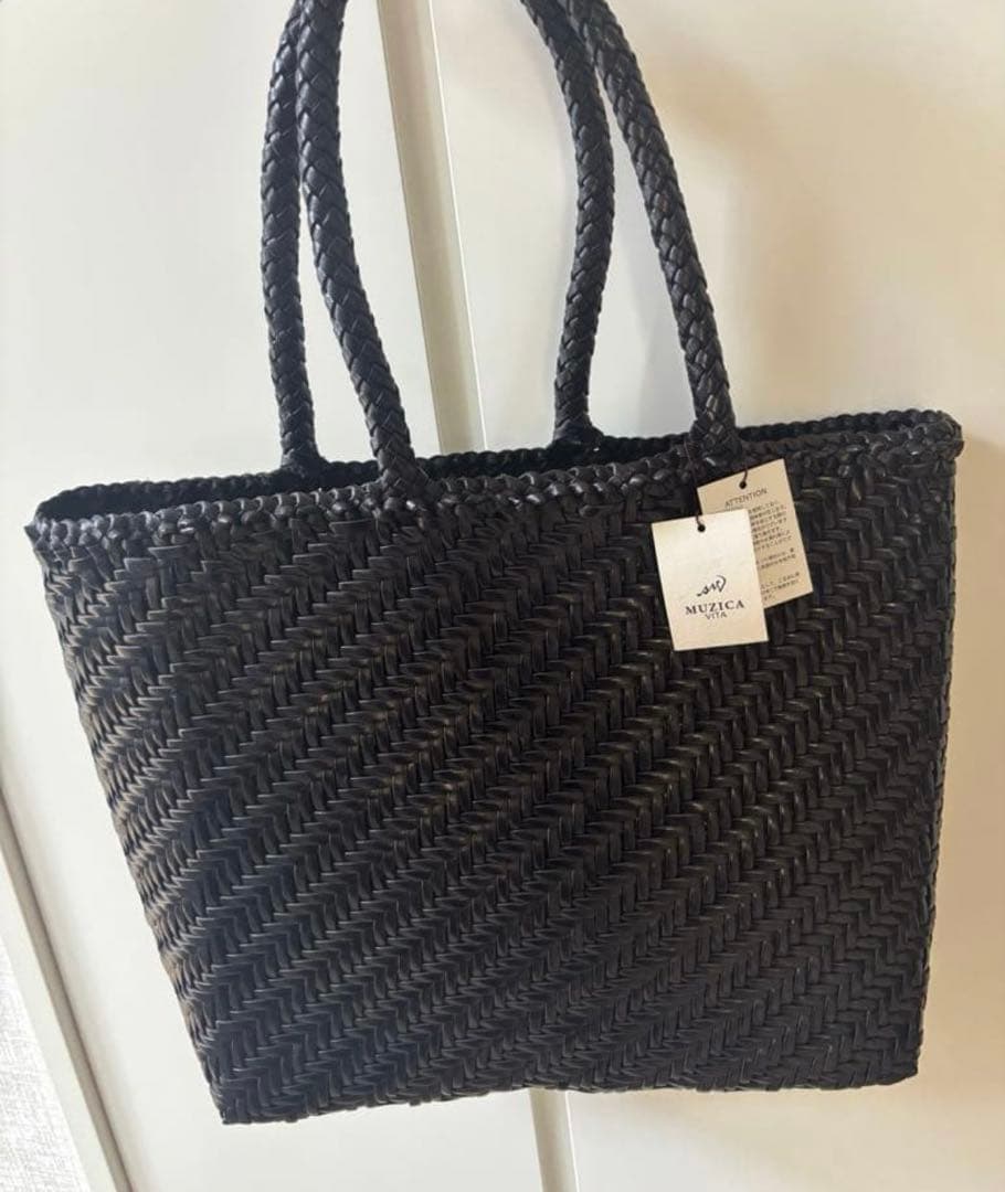 新品　レザー　メッシュ　バッグ編み込みかごren muzica vita A4