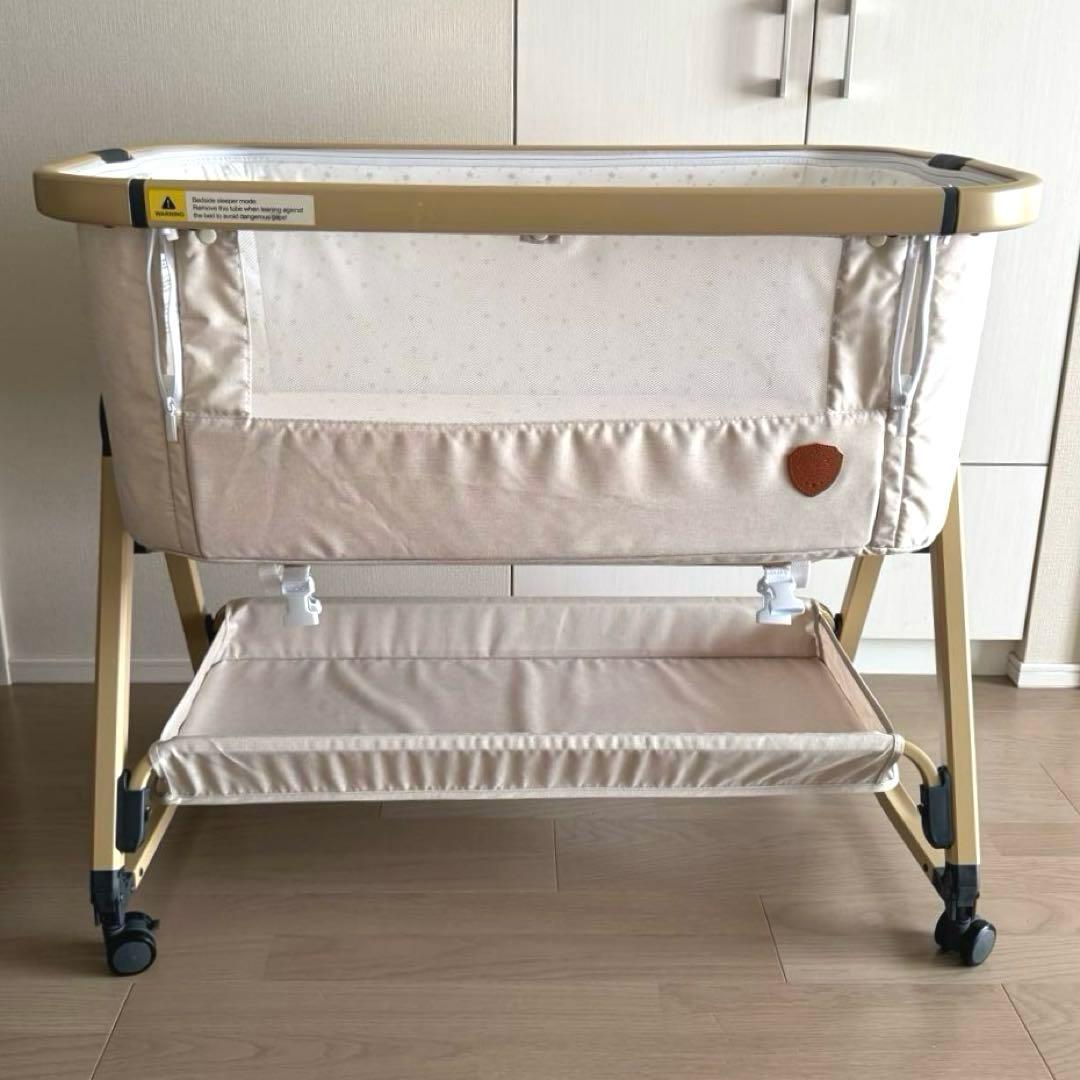 HZDMJベビーベッド＊折り畳み可＊高さ調節可＊ベージュ
