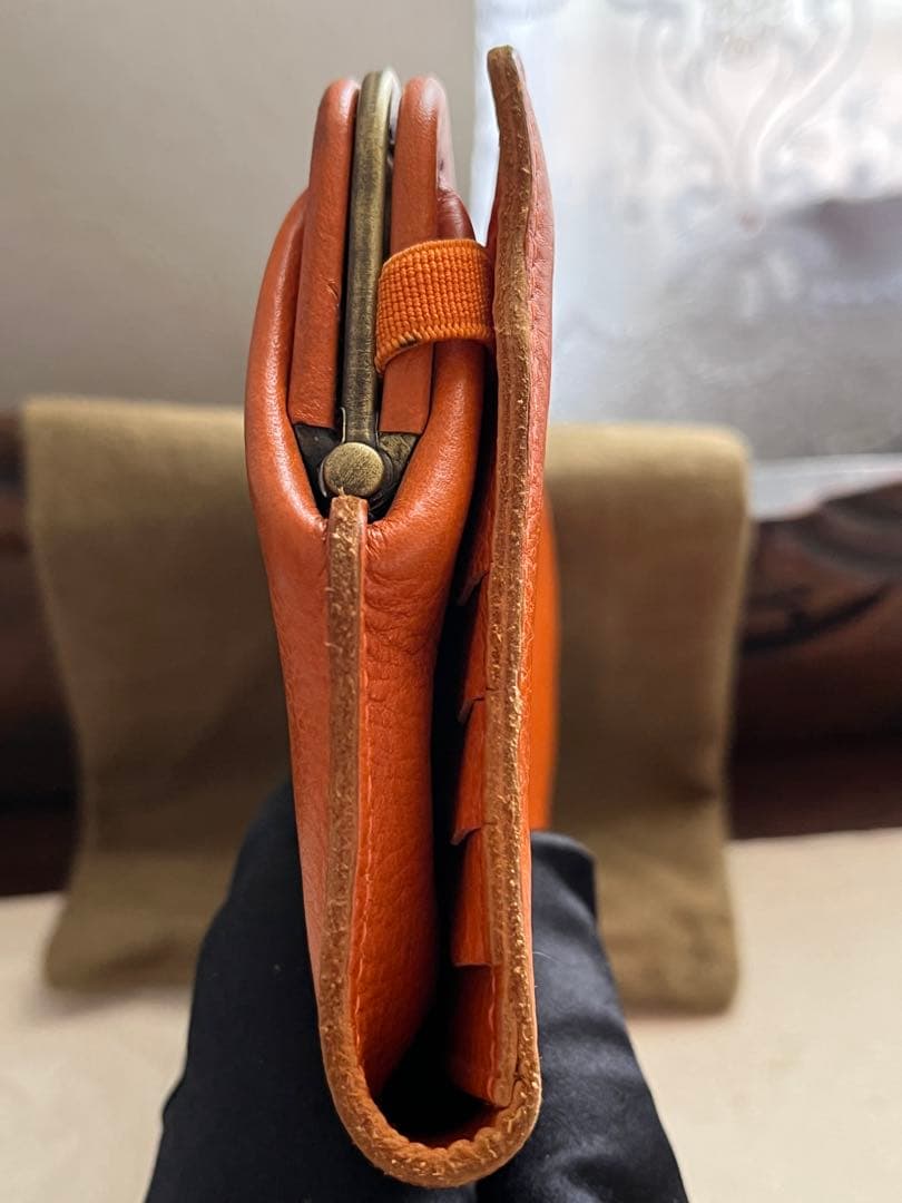 IL BISONTE イルビゾンテ がま口 大容量 長財布 オレンジ 春財布