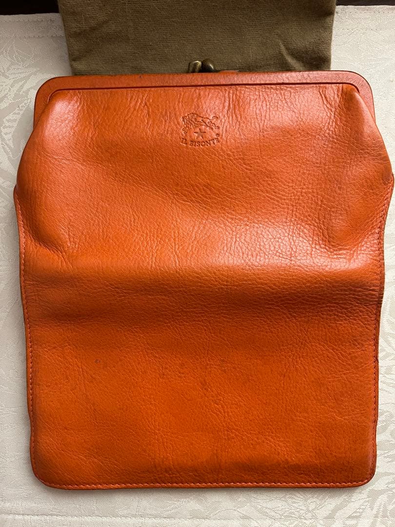 IL BISONTE イルビゾンテ がま口 大容量 長財布 オレンジ 春財布