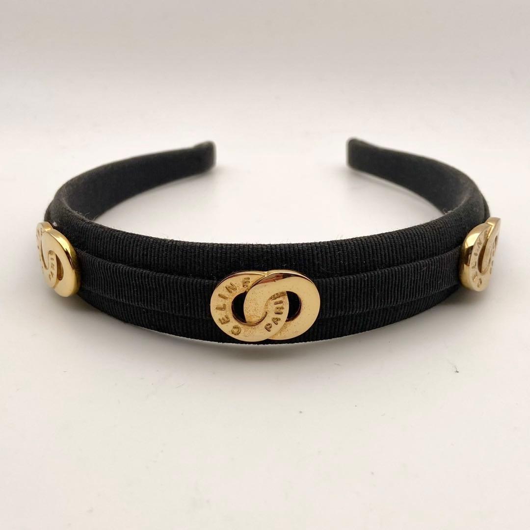 セリーヌ サークルロゴ カチューシャ ロゴ ブラック