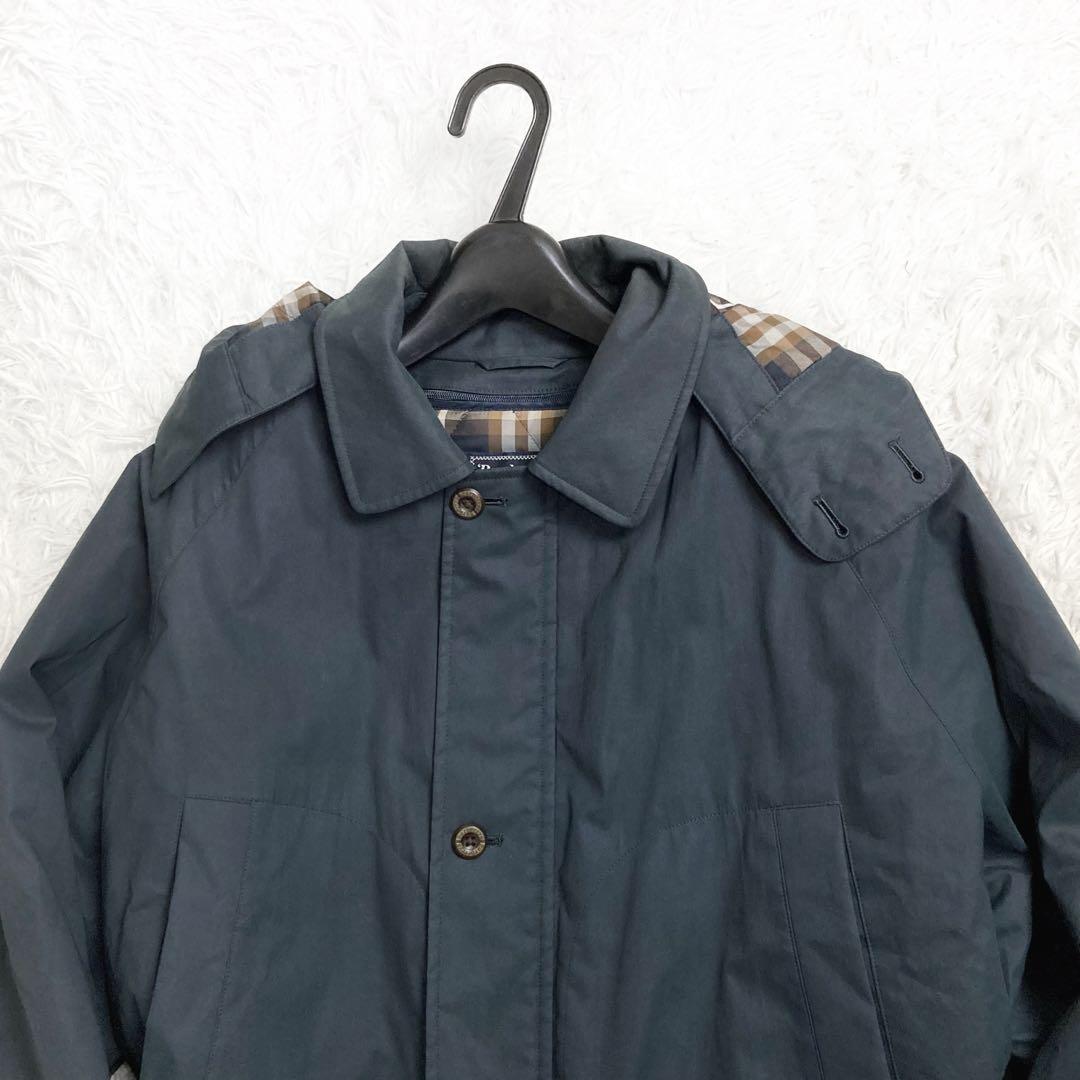 ゆうしょう バーバリー 中綿ライナー付モッズコート ノバチェック ネイビー