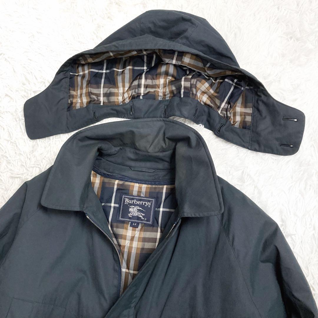 ゆうしょう バーバリー 中綿ライナー付モッズコート ノバチェック ネイビー