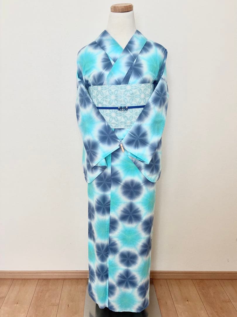 8の日セール　浴衣　雪花絞り　シャーベットカラー　裄67cm