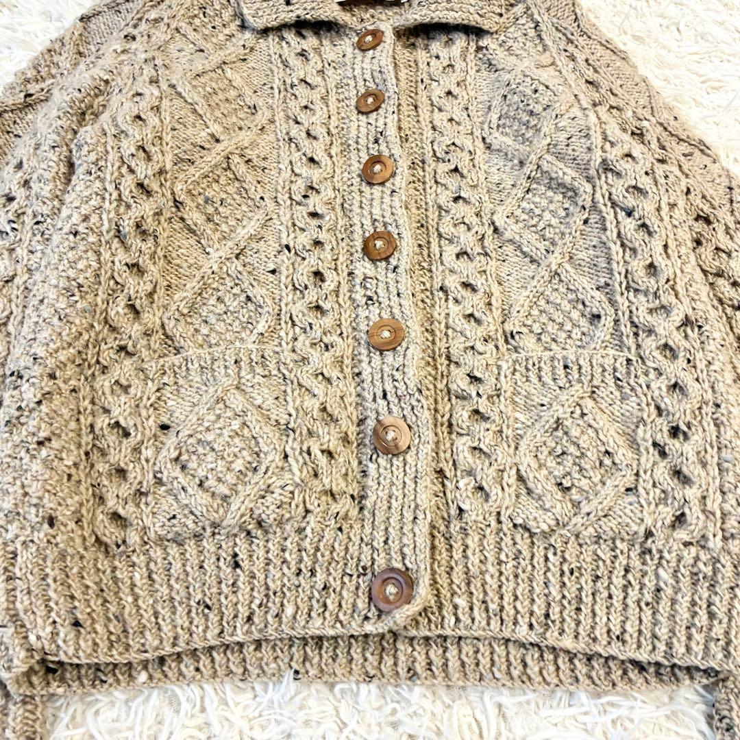 アテナデザイン アランニット 肉厚カーディガン ウール アイルランド製