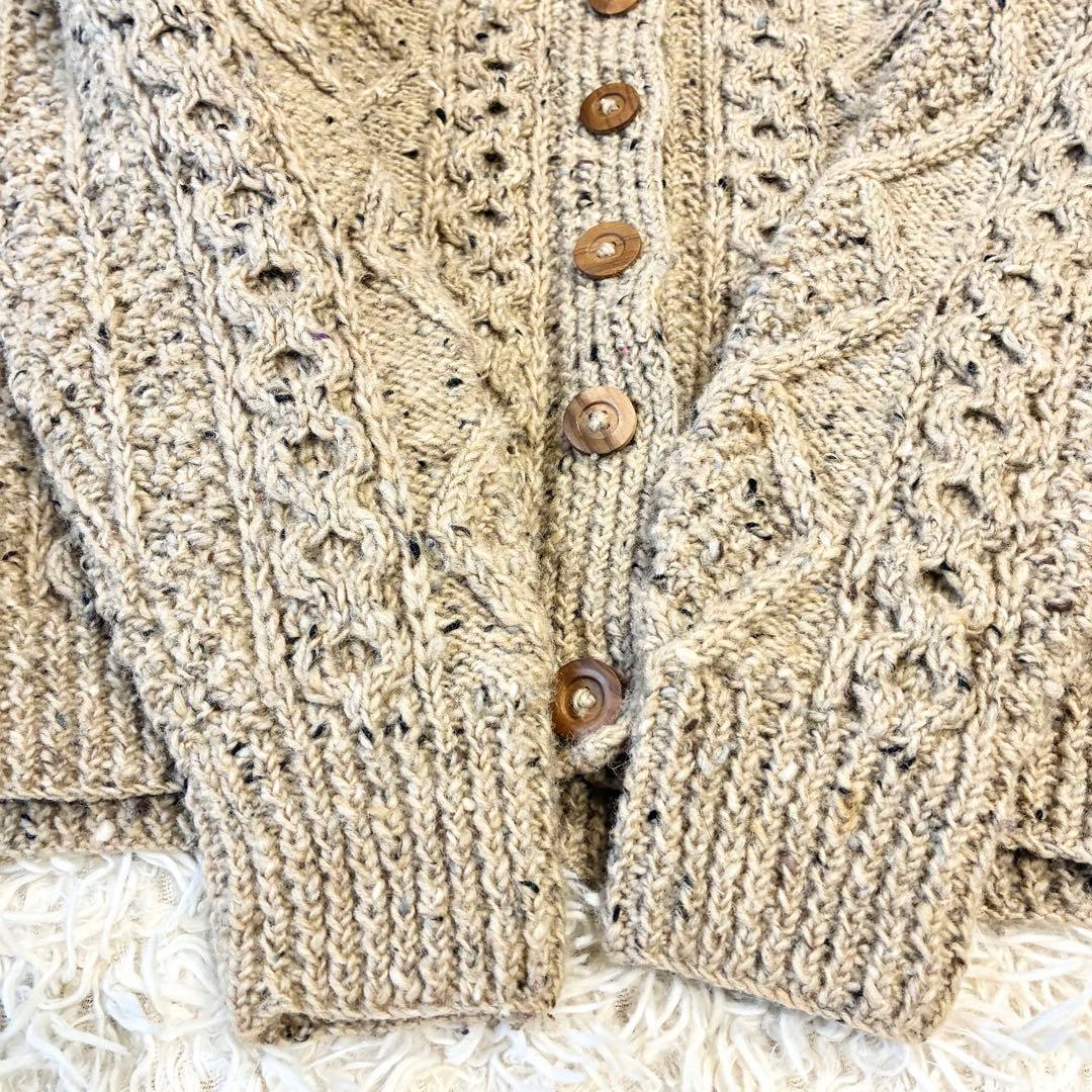 アテナデザイン アランニット 肉厚カーディガン ウール アイルランド製