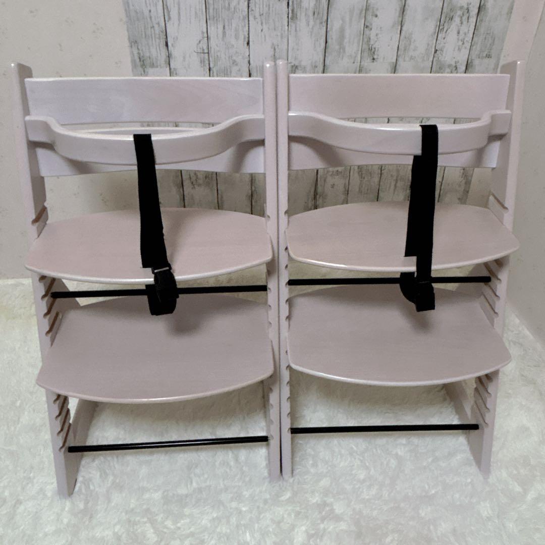 美品 アイリスオーヤマ ベビーチェア 2脚セット ハイチェア 木製 ベルト付き