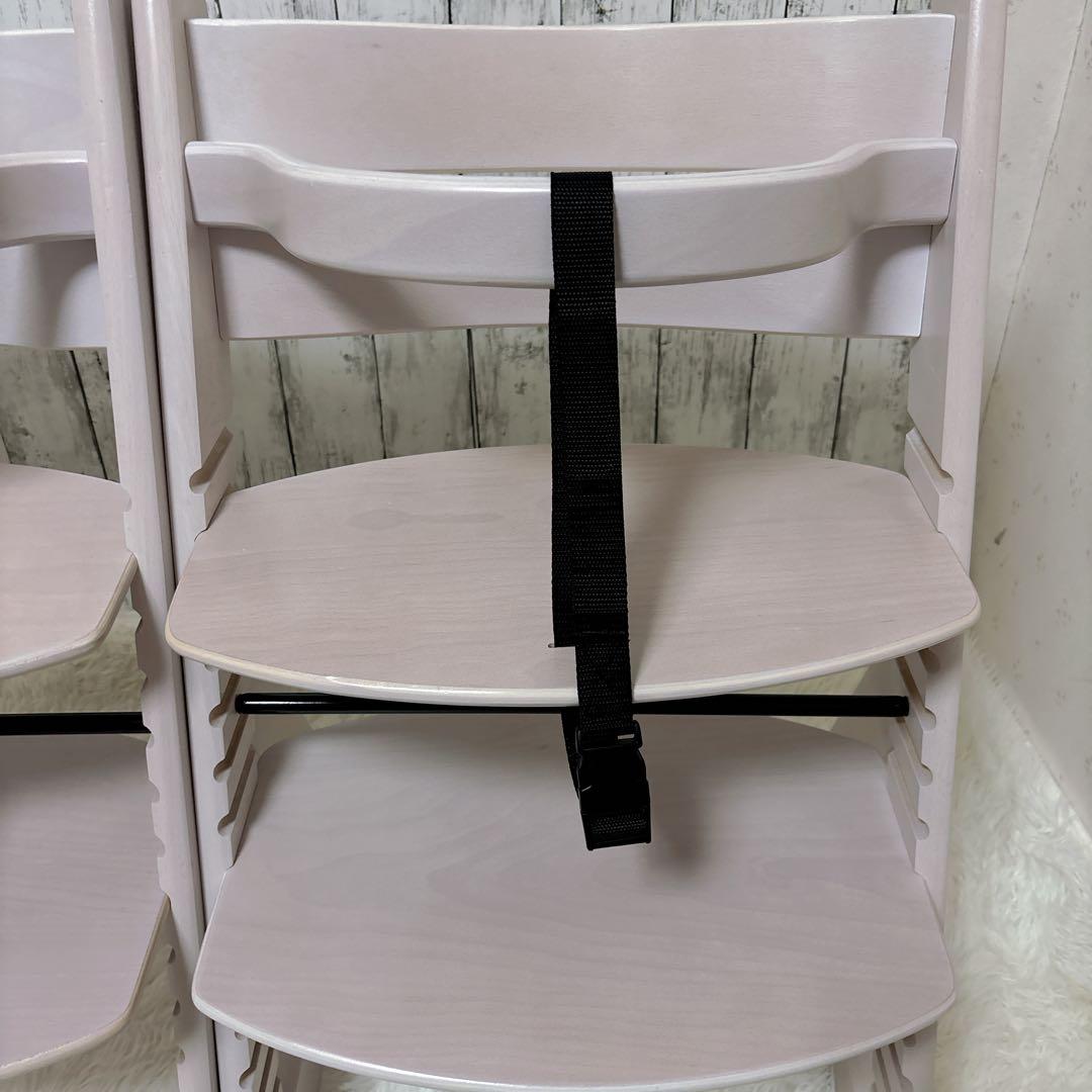 美品 アイリスオーヤマ ベビーチェア 2脚セット ハイチェア 木製 ベルト付き