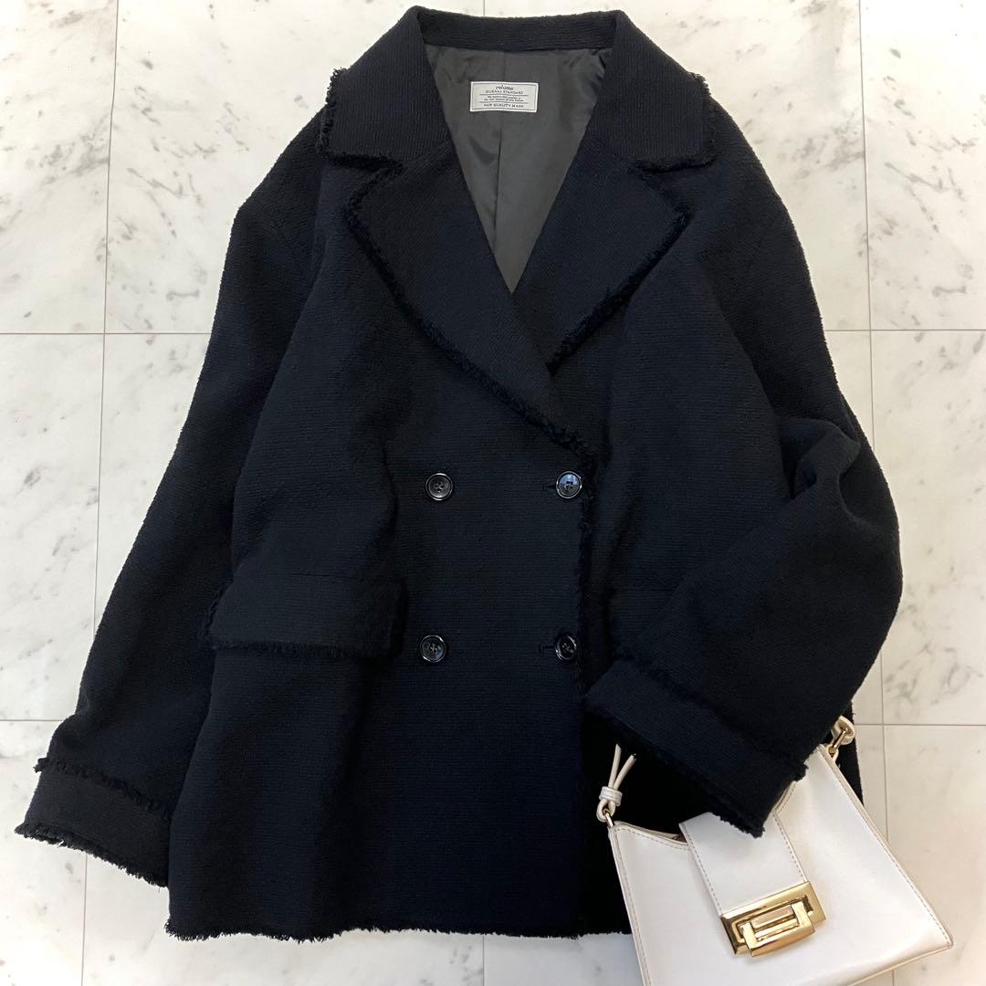 美品 スローブイエナ ツイードテーラードジャケット ブラック ゆったり