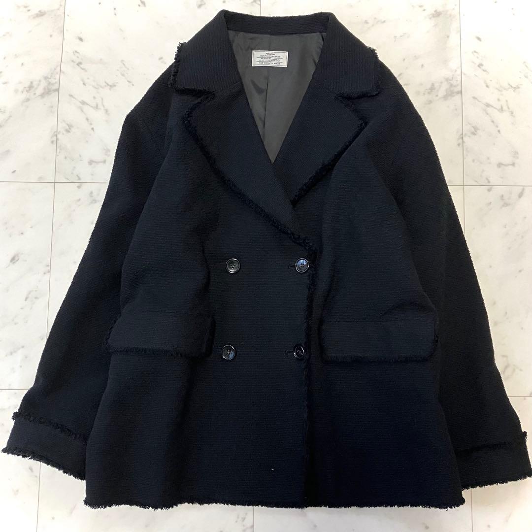 美品 スローブイエナ ツイードテーラードジャケット ブラック ゆったり