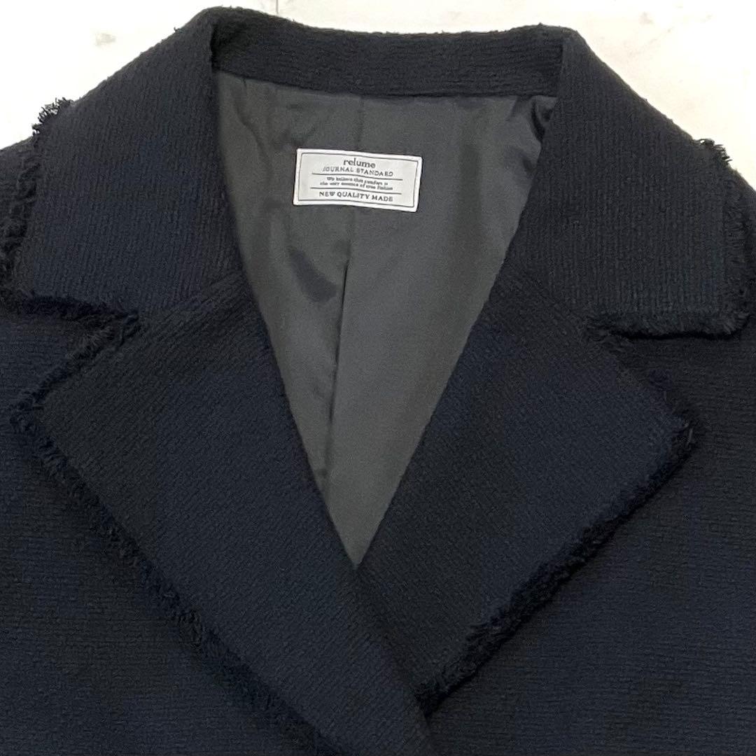 美品 スローブイエナ ツイードテーラードジャケット ブラック ゆったり