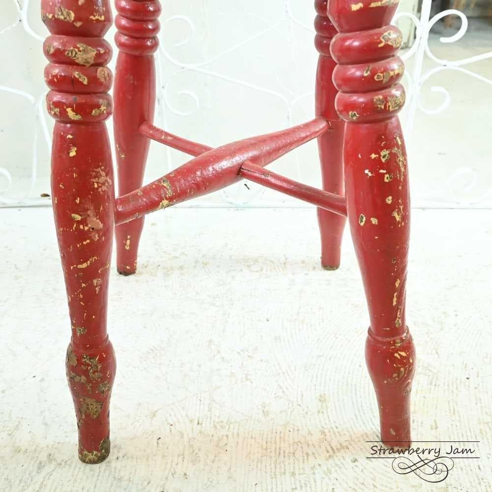 L3705-11 英国アンティーク スツール ヴィクトリア 赤 キッチンスツール