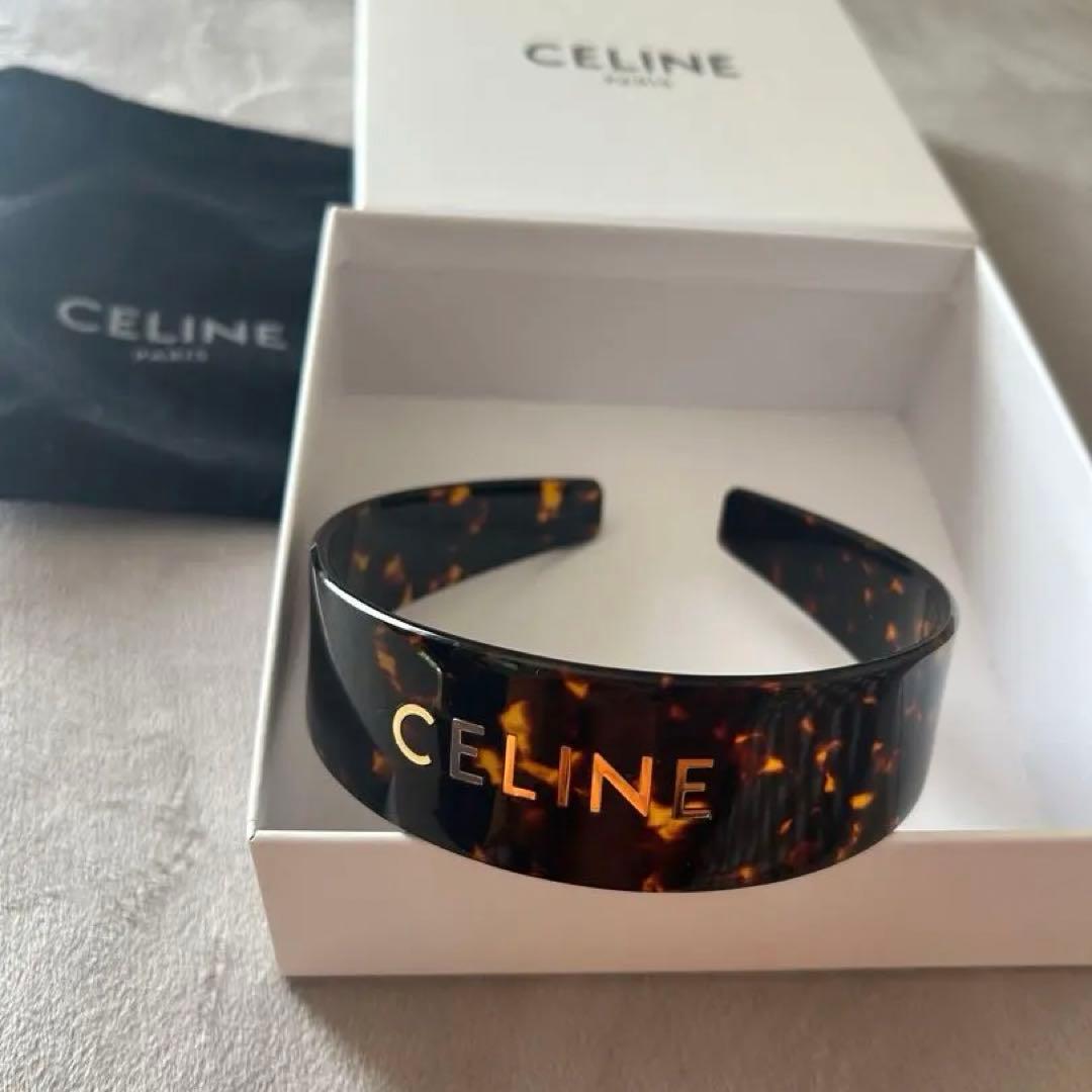 CELINE カチューシャ ブラウン・トートイズシェル