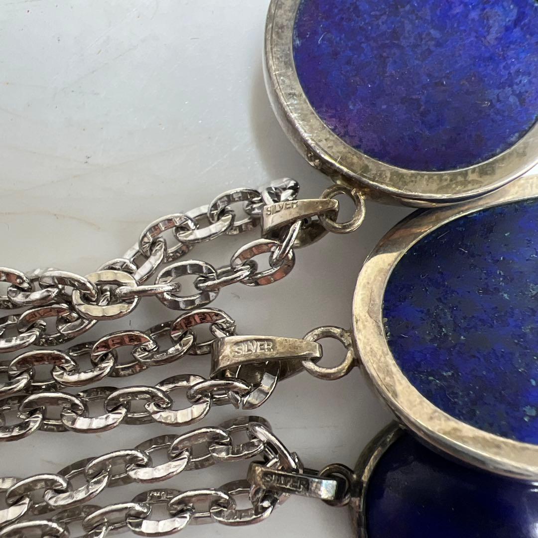 silver刻印ラピスラズリ大玉ネックレス　69g 東奏8-0117☆2f