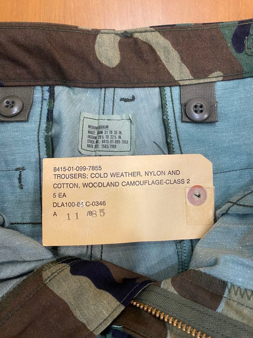 【希少】紙タグ付デッドストック 米軍実物M-65カーゴパンツ M-R 80s