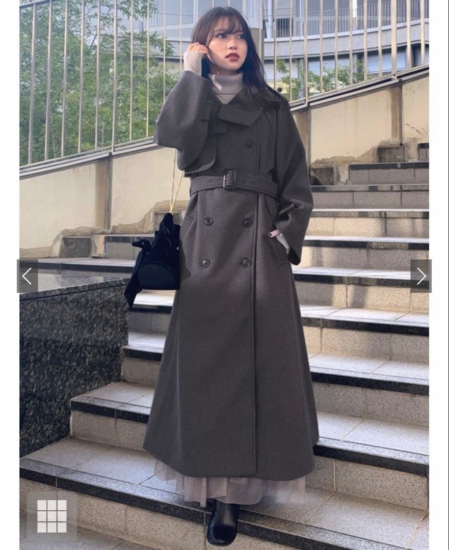 フェイクウールトレンチコート リブニットブーツ セット 即購入可