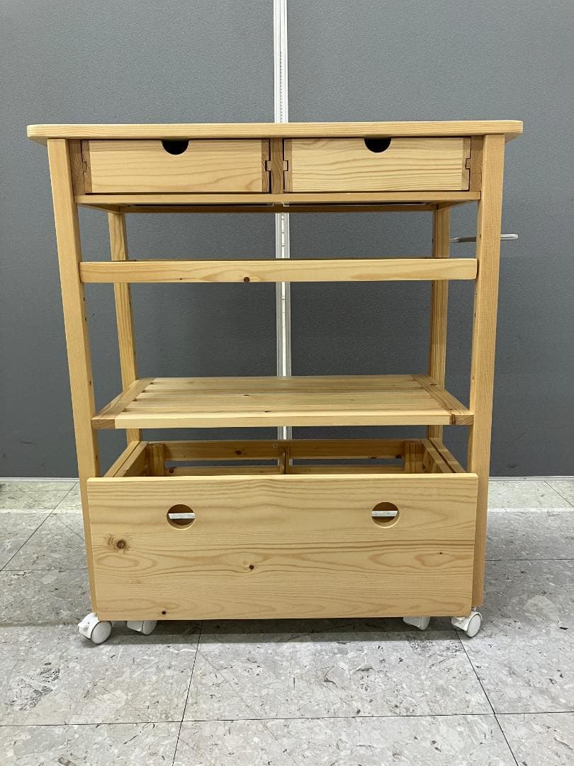 LOWYA キッチンワゴン キャスター付き ナチュラル