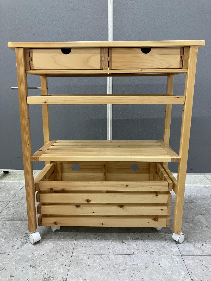 LOWYA キッチンワゴン キャスター付き ナチュラル